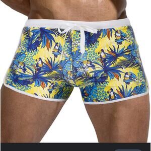 Paul Jones Mens Euro Cut Swim Shorts Tropical Toucan Print Quick Dry XL Resort